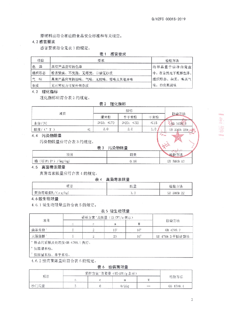 Q/HZFC 0001S-2019 标准预览