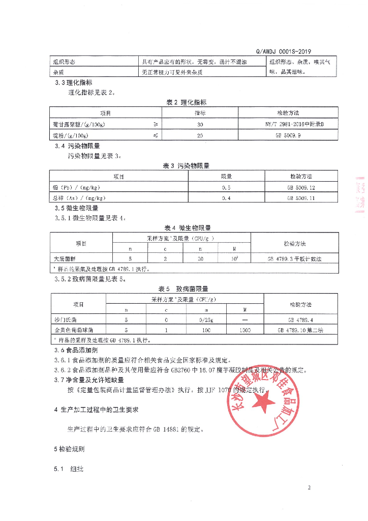 Q/AWDJ 0001S-2019 标准预览