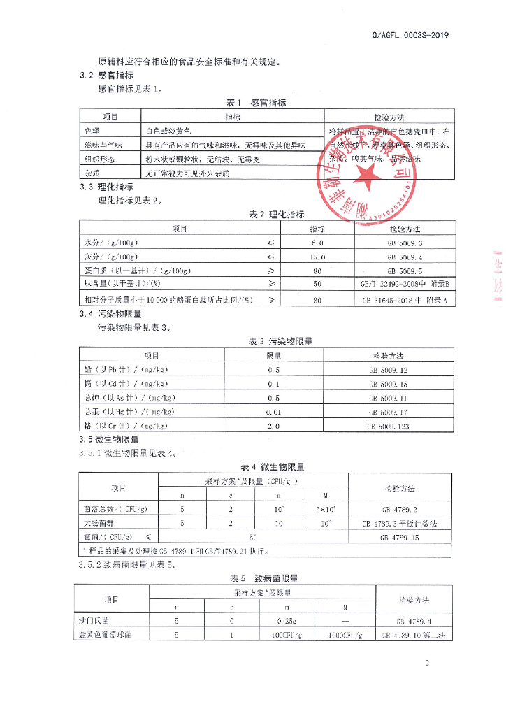 Q/AGFL 0003S-2019 标准预览