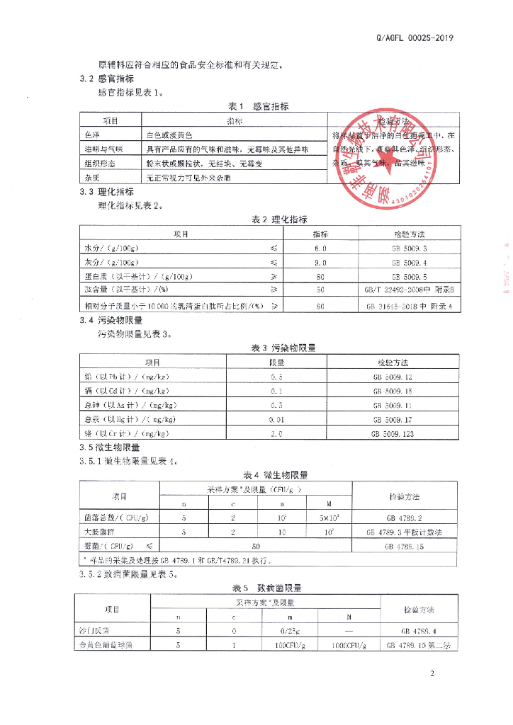 Q/AGFL 0002S-2019 标准预览