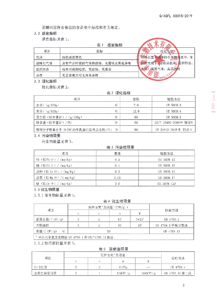 Q/AGFL 0001S-2019 标准预览