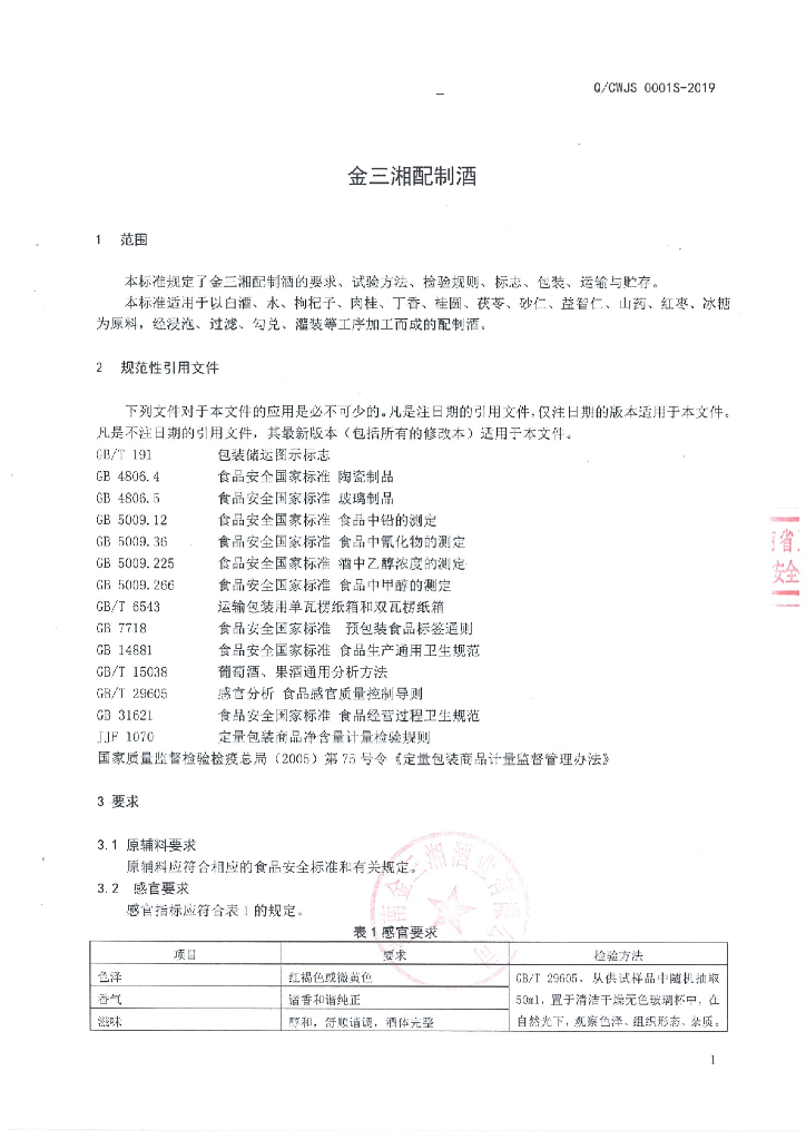 Q/CWJS 0001S-2019 标准预览