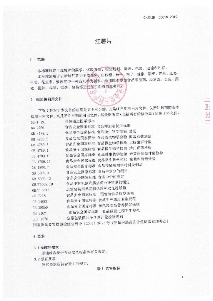 Q/AXJD 0001S-2019 标准预览