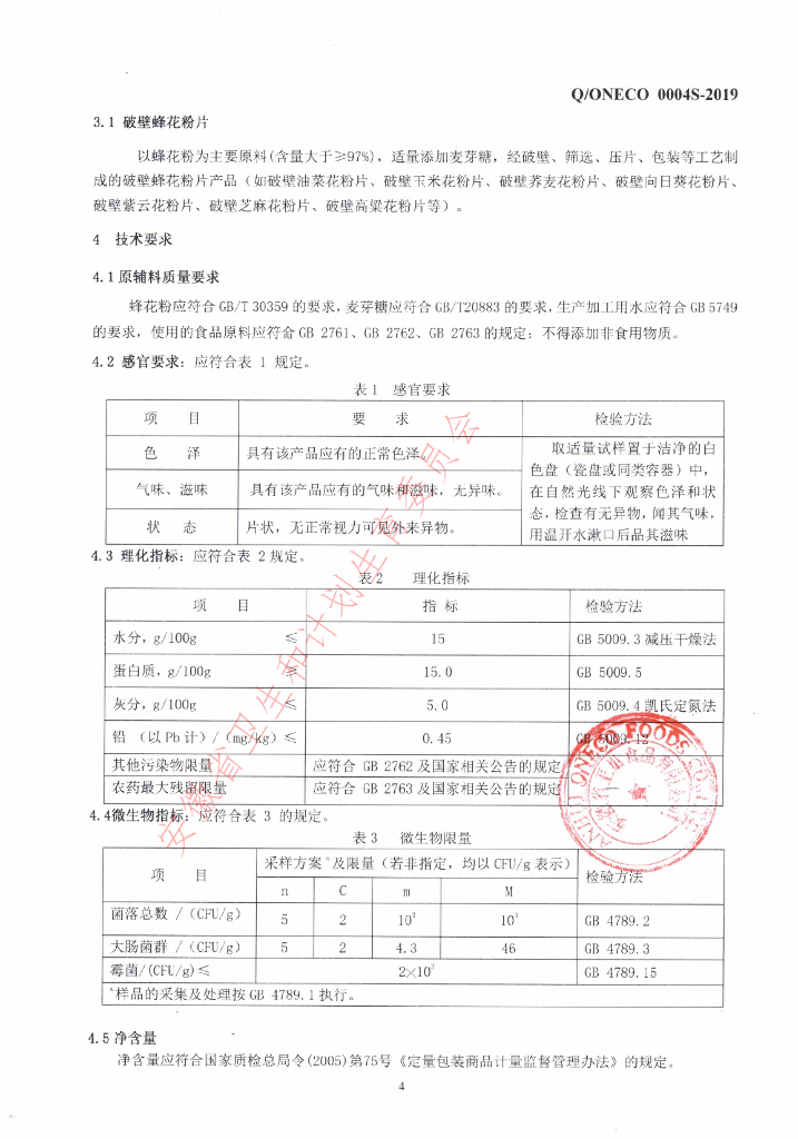 Q/ONECO 0004S-2019 标准预览