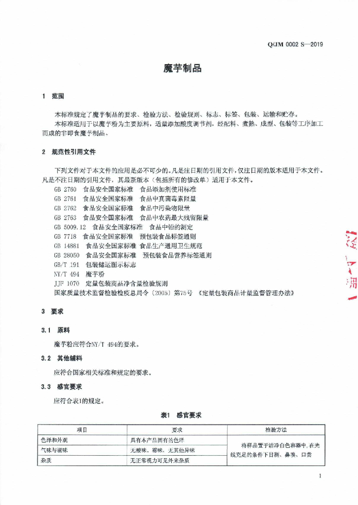 Q/JM 0002S-2019 标准预览