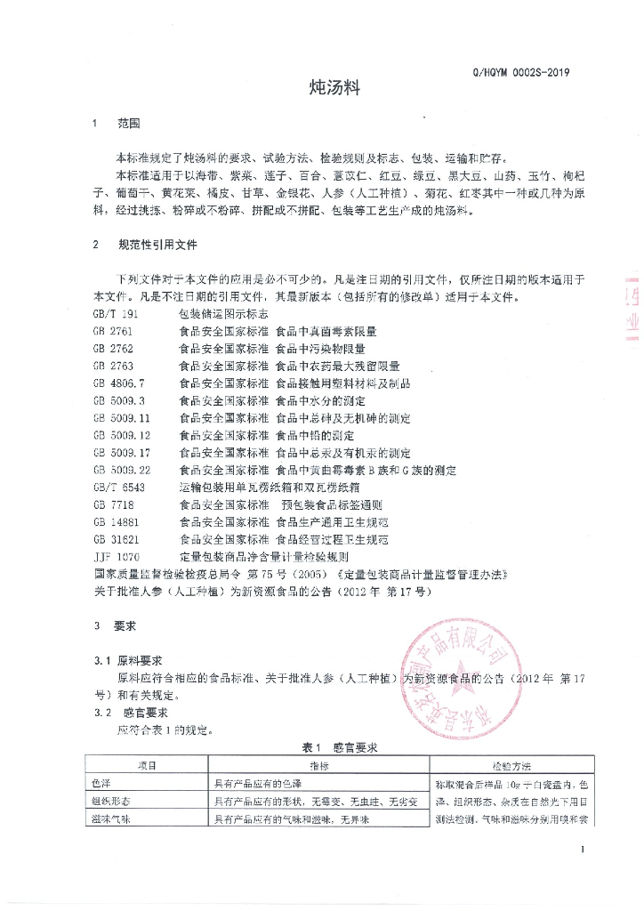Q/HQYM 0002S-2019 标准预览