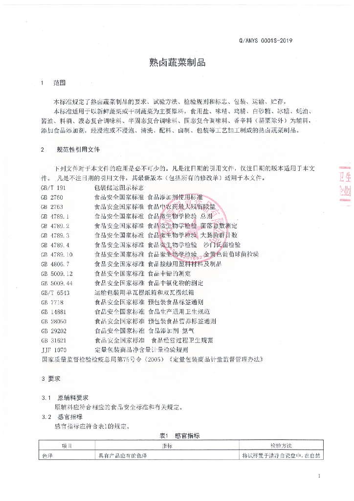 Q/ANYS 0001S-2019 标准预览