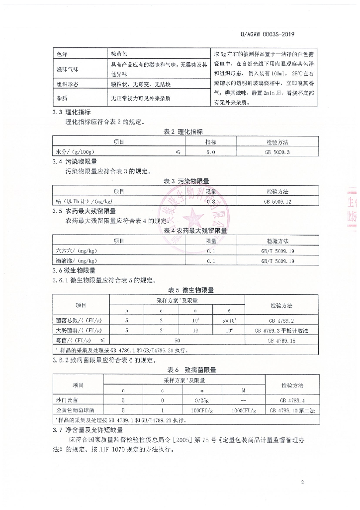 Q/AGAW 0003S-2019 标准预览