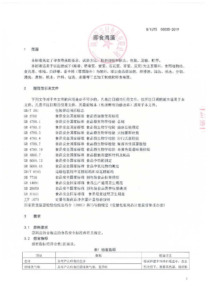 Q/YJTS 0003S-2019 标准预览