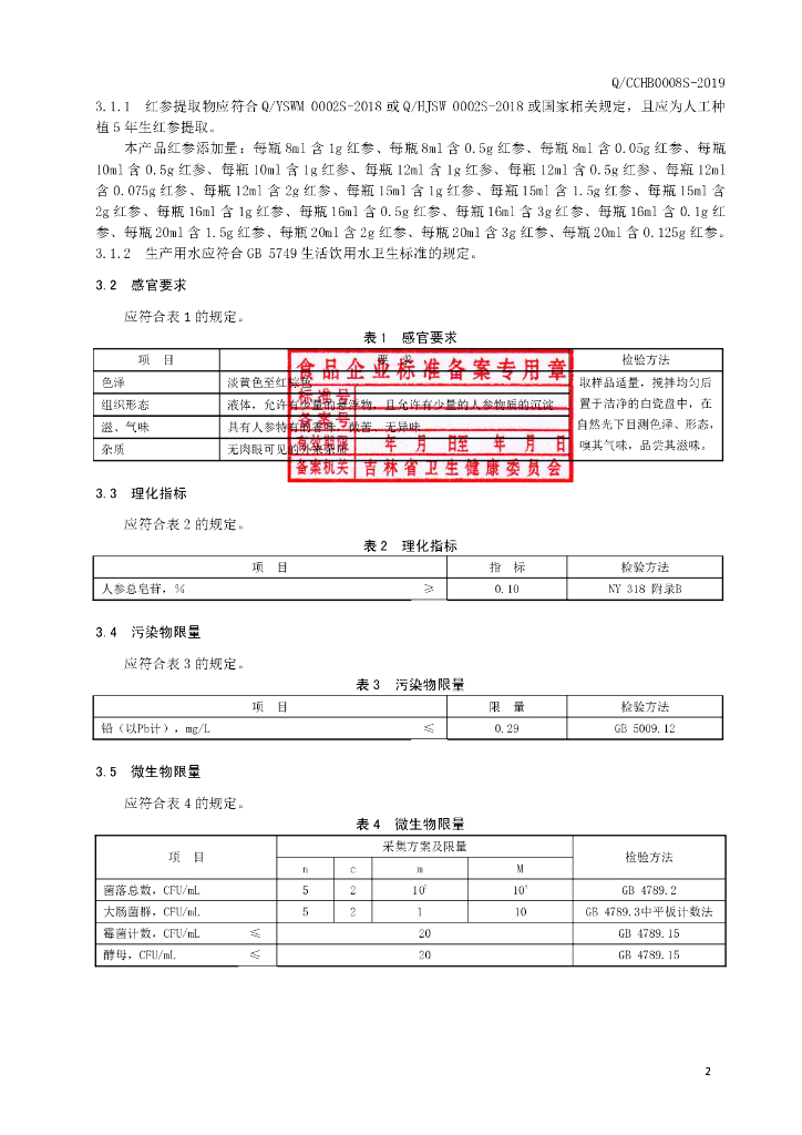 Q/CCHB 0008S-2019 标准预览