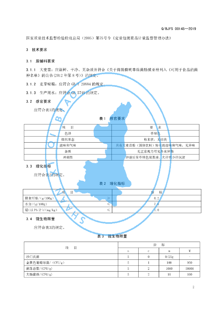 Q/BJFS 0014S-2019 标准预览