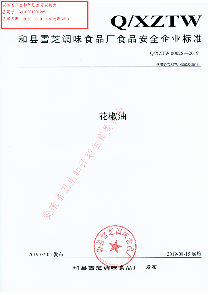 Q/XZTW 0002S-2019 标准预览