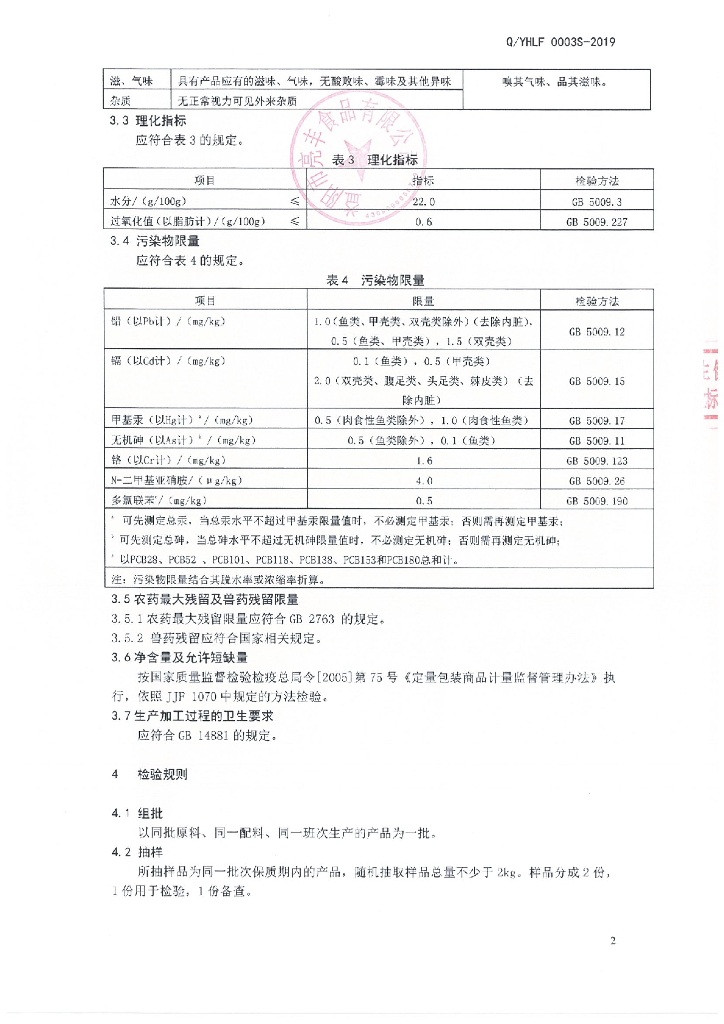 Q/YHLF 0003S-2019 标准预览