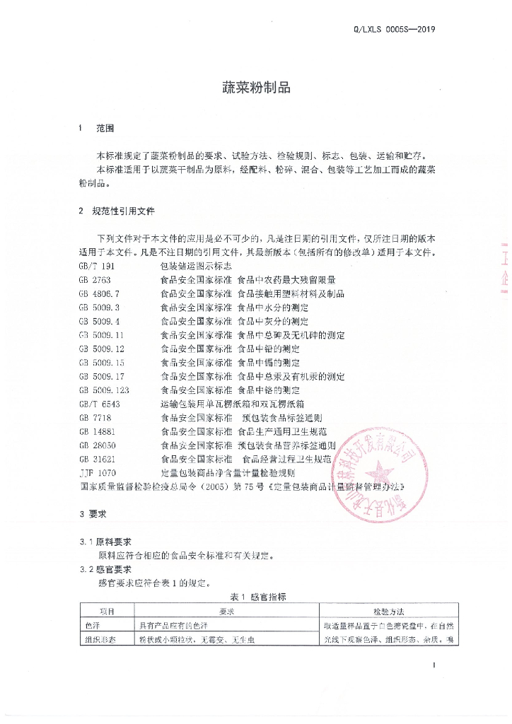 Q/LXLS 0005S-2019 标准预览