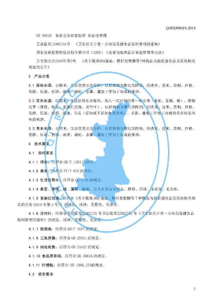 Q/NHJ 0001S-2019 标准预览