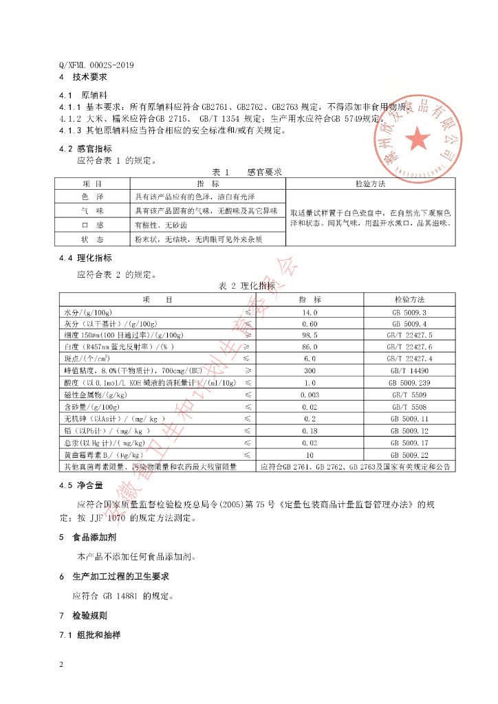 Q/XFML 0002S-2019 标准预览