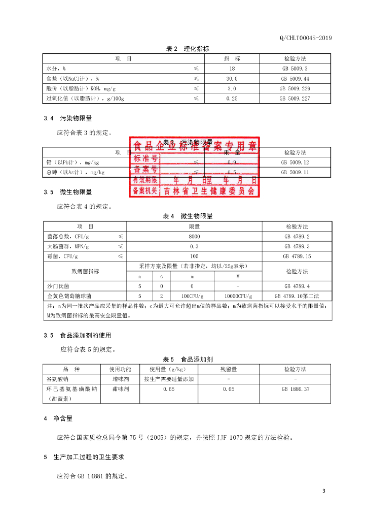 Q/CHLT 0004S-2019 标准预览