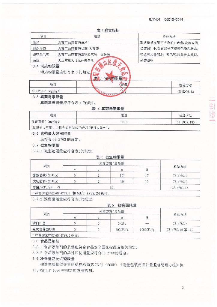Q/YHDT 0001S-2019 标准预览