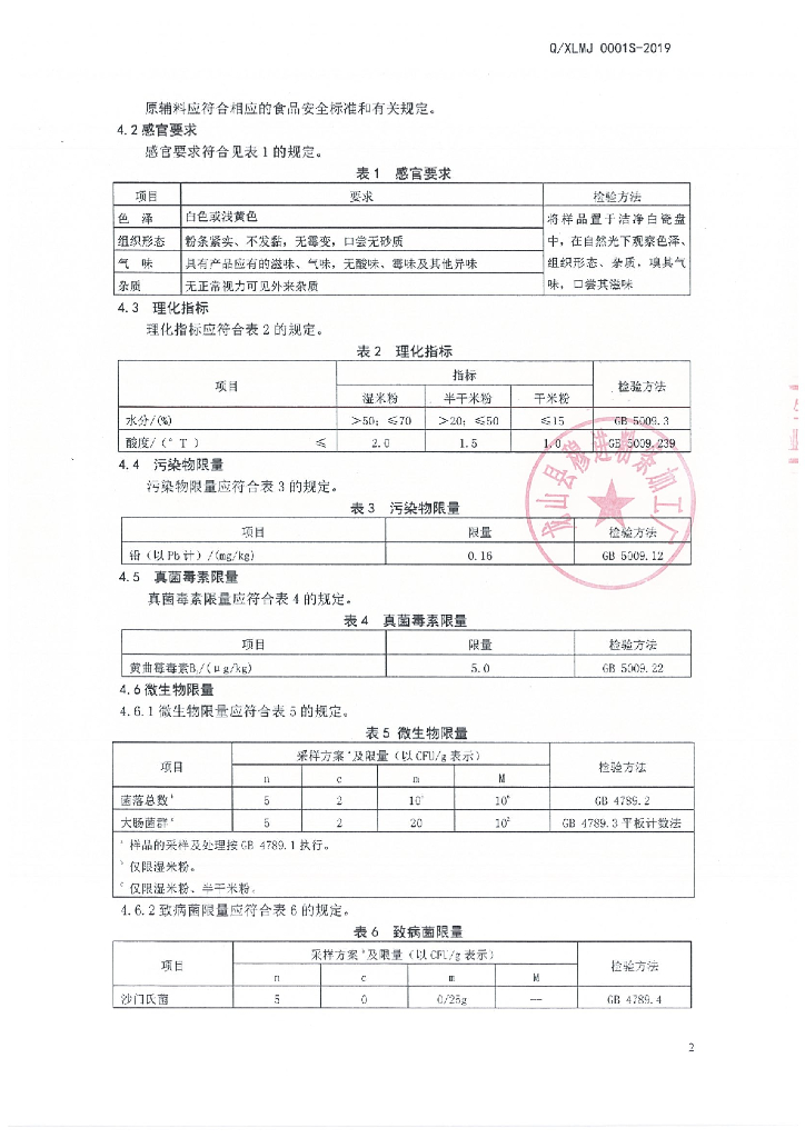 Q/XLMJ 0001S-2019 标准预览