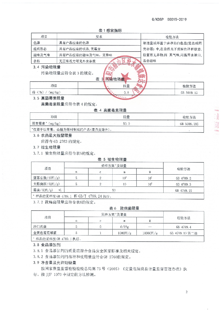 Q/KDSP 0001S-2019 标准预览