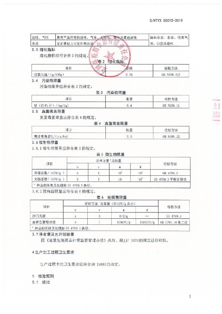 Q/HTYX 0001S-2019 标准预览