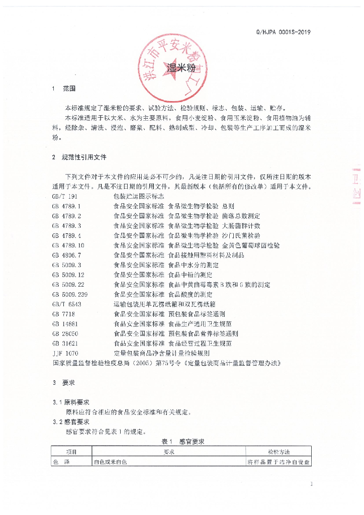 Q/HJPA 0001S-2019 标准预览