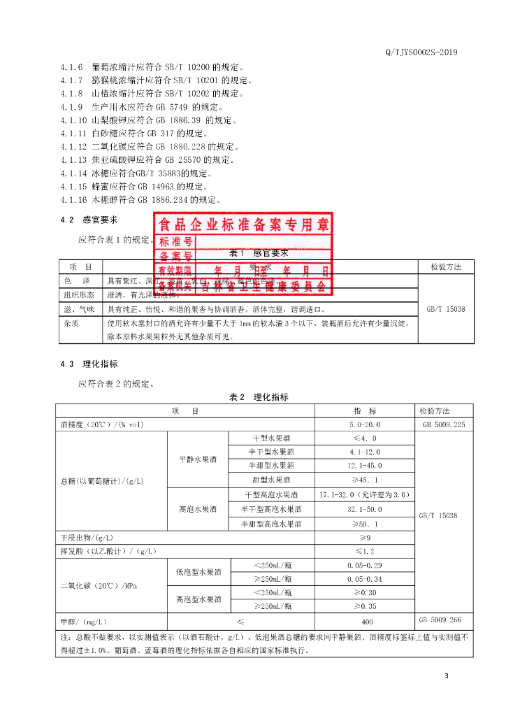 Q/TJYS 0002S-2019 标准预览