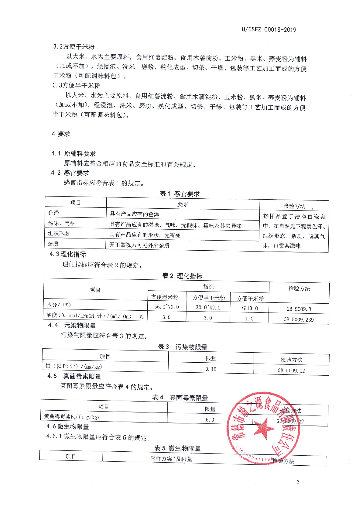 Q/CSFZ 0001S-2019 标准预览