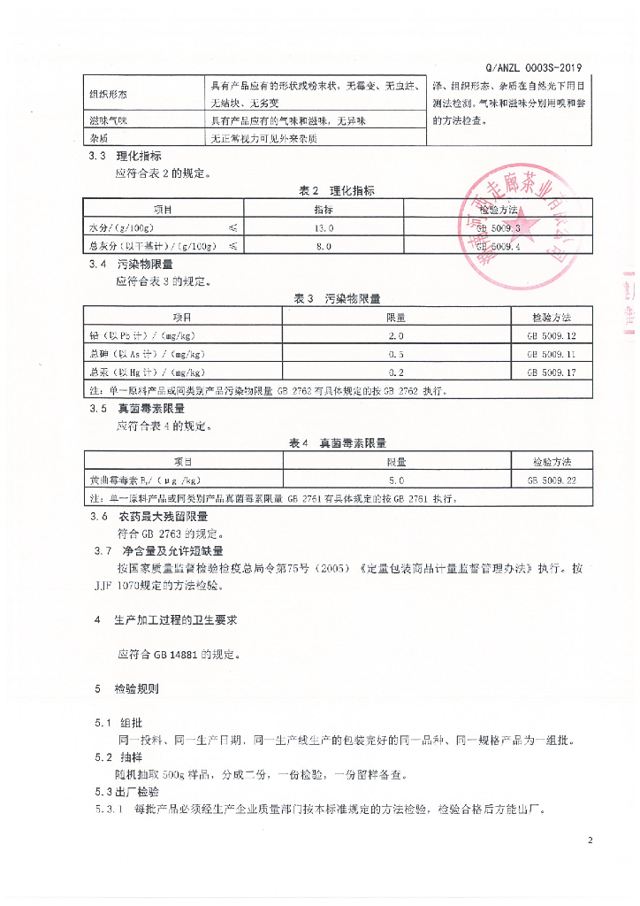 Q/ANZL 0003S-2019 标准预览