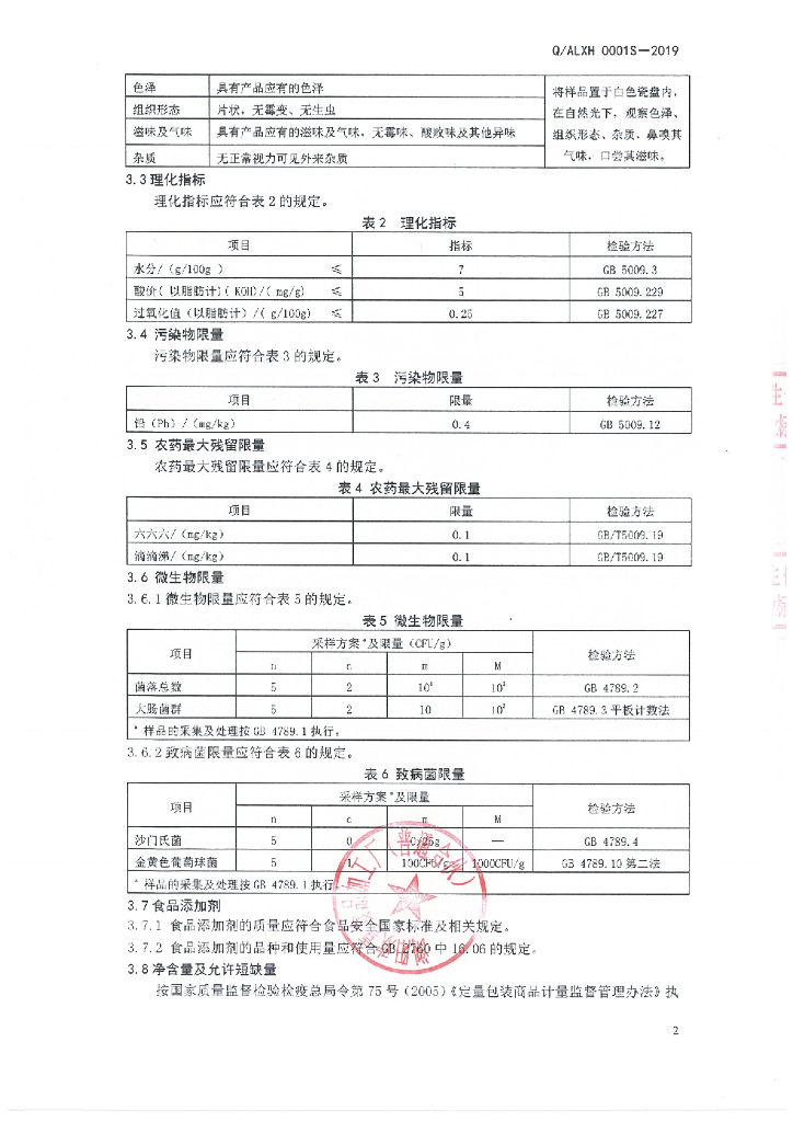 Q/ALXH 0001S-2019 标准预览