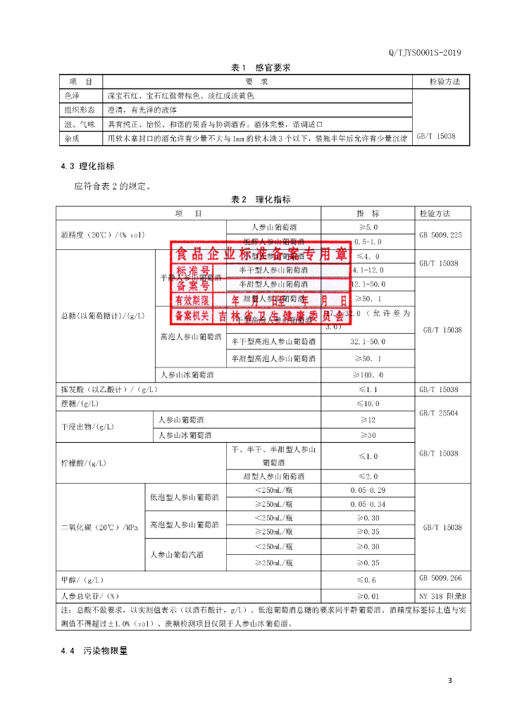 Q/TJYS 0001S-2019 标准预览