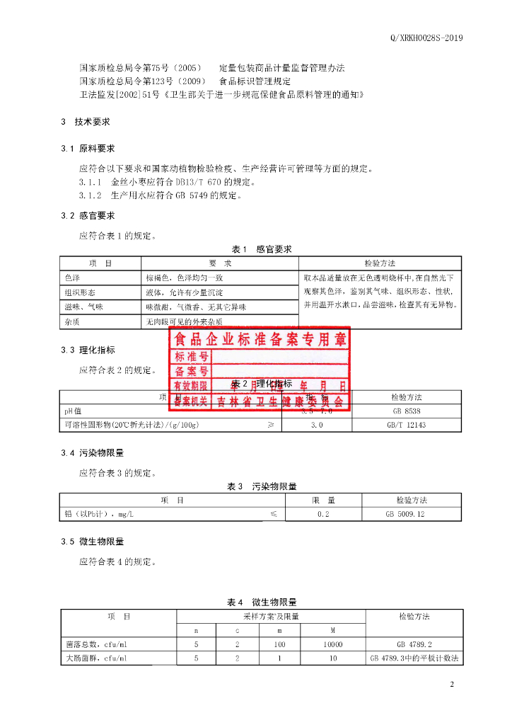 Q/XRKH 0028S-2019 标准预览