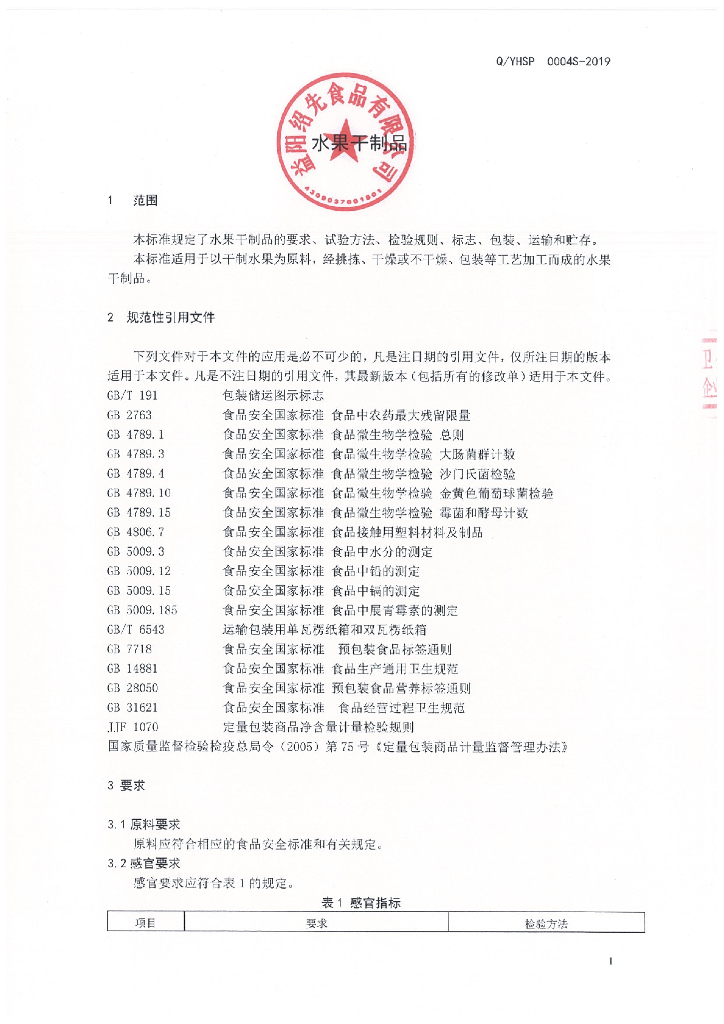 Q/YHSP 0004S-2019 标准预览