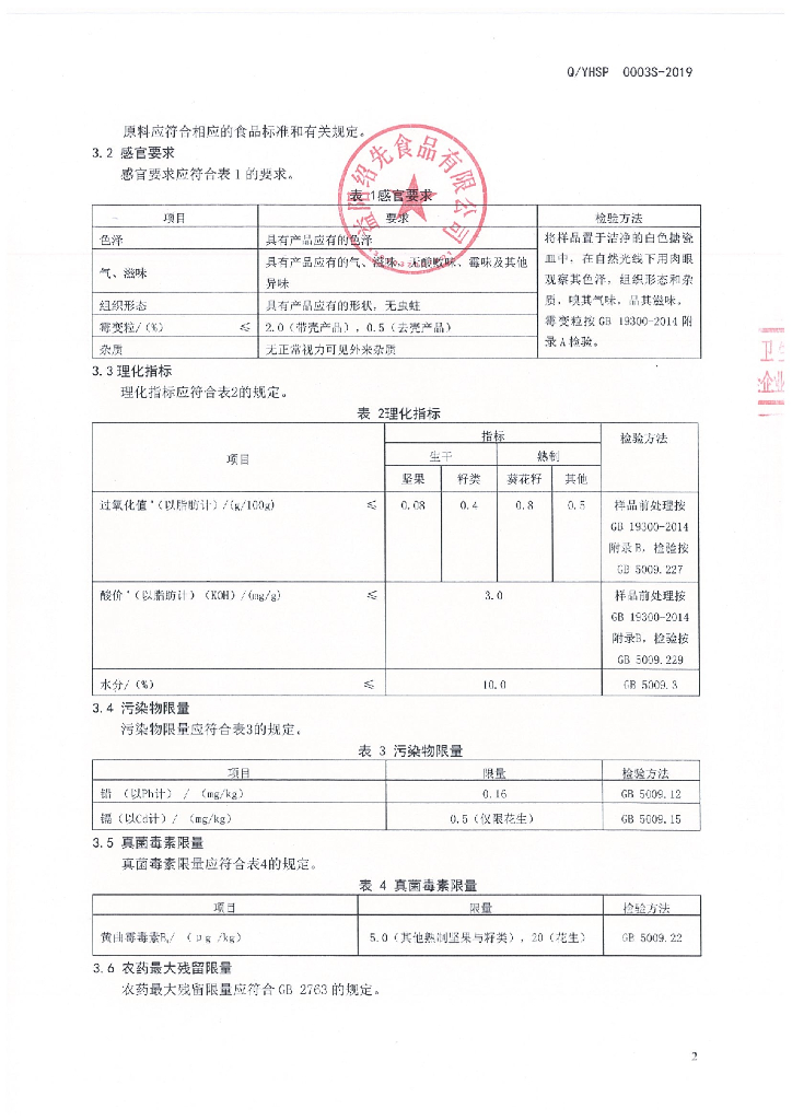 Q/YHSP 0003S-2019 标准预览