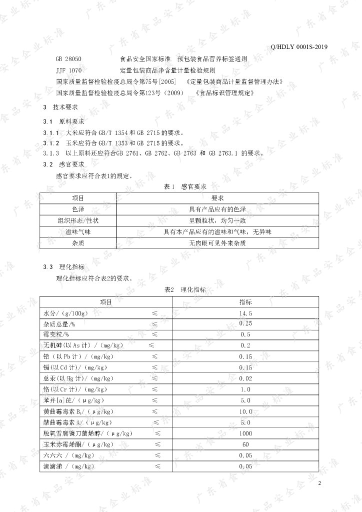 Q/HDLY 0001S-2019 标准预览
