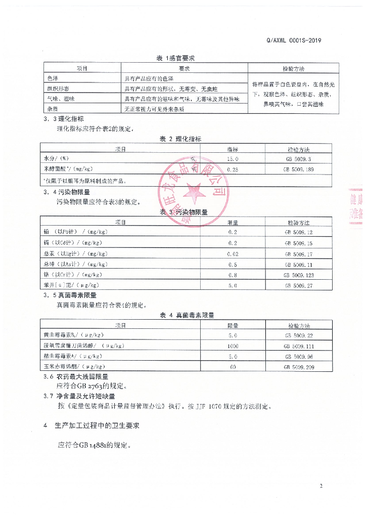 Q/AXWL 0001S-2019 标准预览