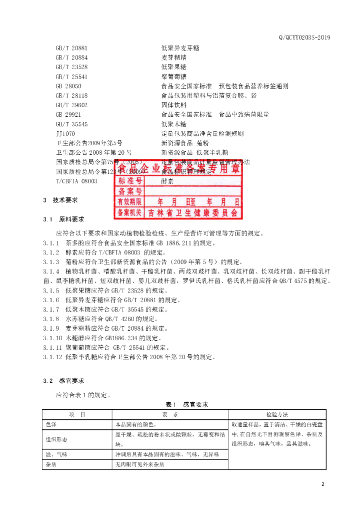 Q/QCYY 0203S-2019 标准预览
