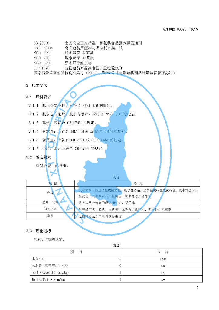 Q/FMQX 0002S-2019 标准预览