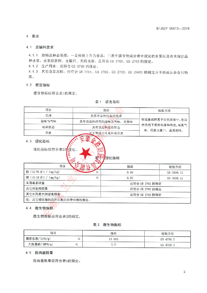 Q/JSZY 0001S-2019 标准预览