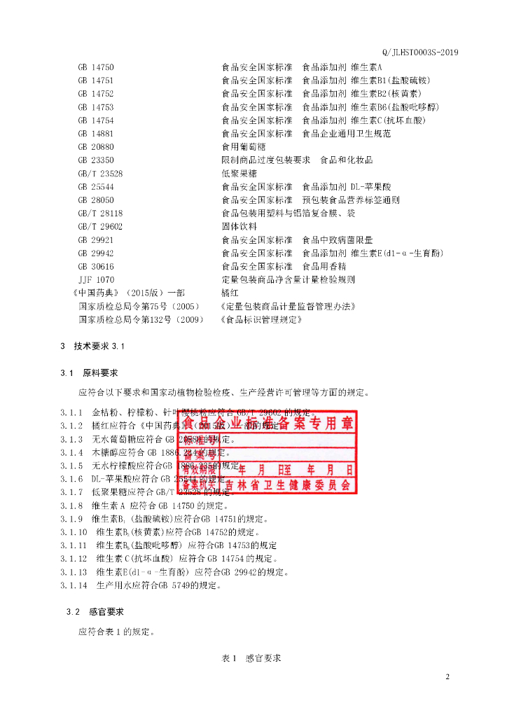 Q/JLHST 0003S-2019 标准预览