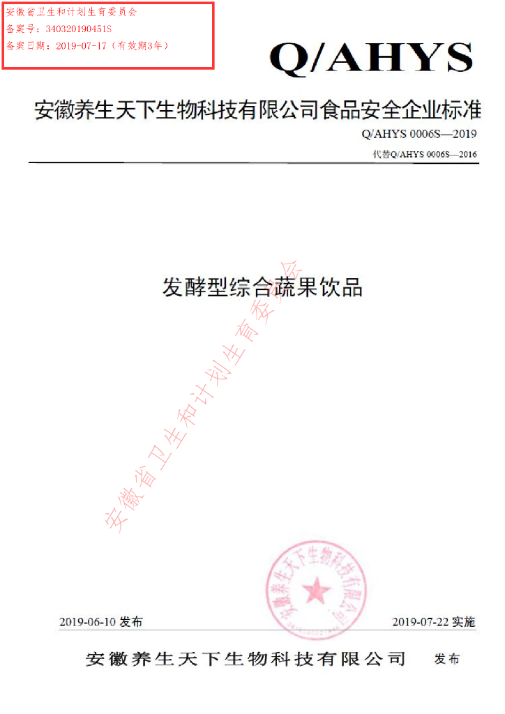 Q/AHYS 0006S-2019 标准预览