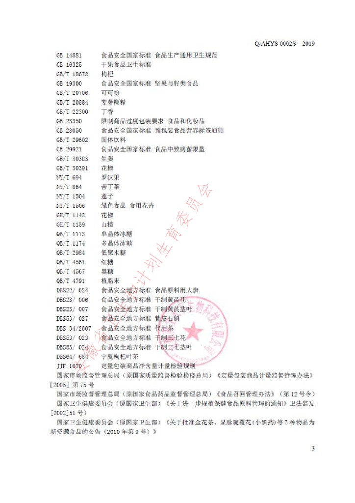 Q/AHYS 0002S-2019 标准预览