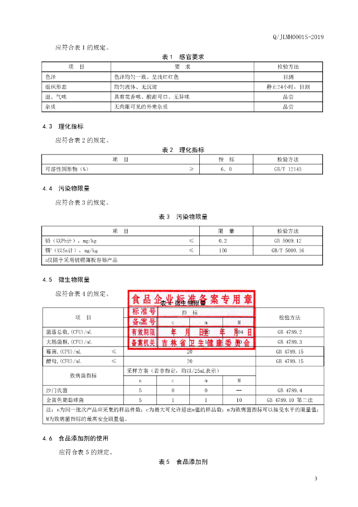 Q/JLMH 0001S-2019 标准预览