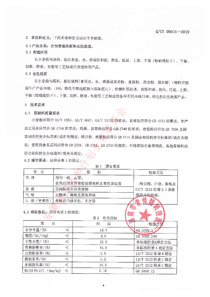 Q/CY 0001S-2019 标准预览