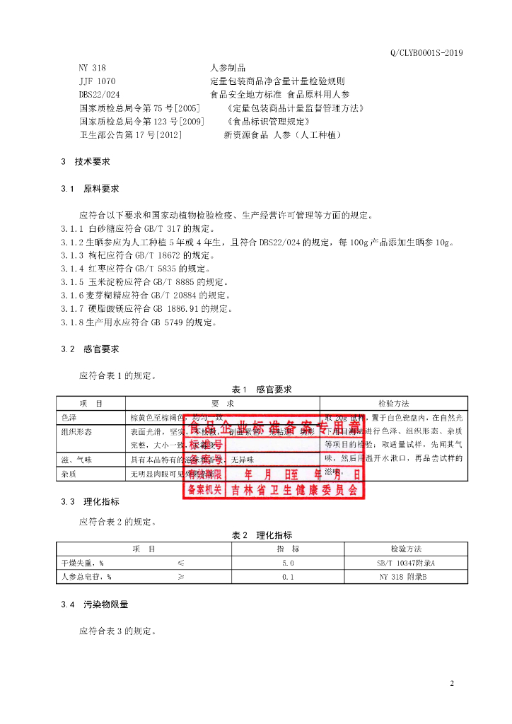 Q/CLYB 0001S-2019 标准预览