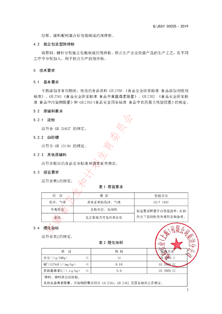 Q/JSSY 0002S-2019 标准预览