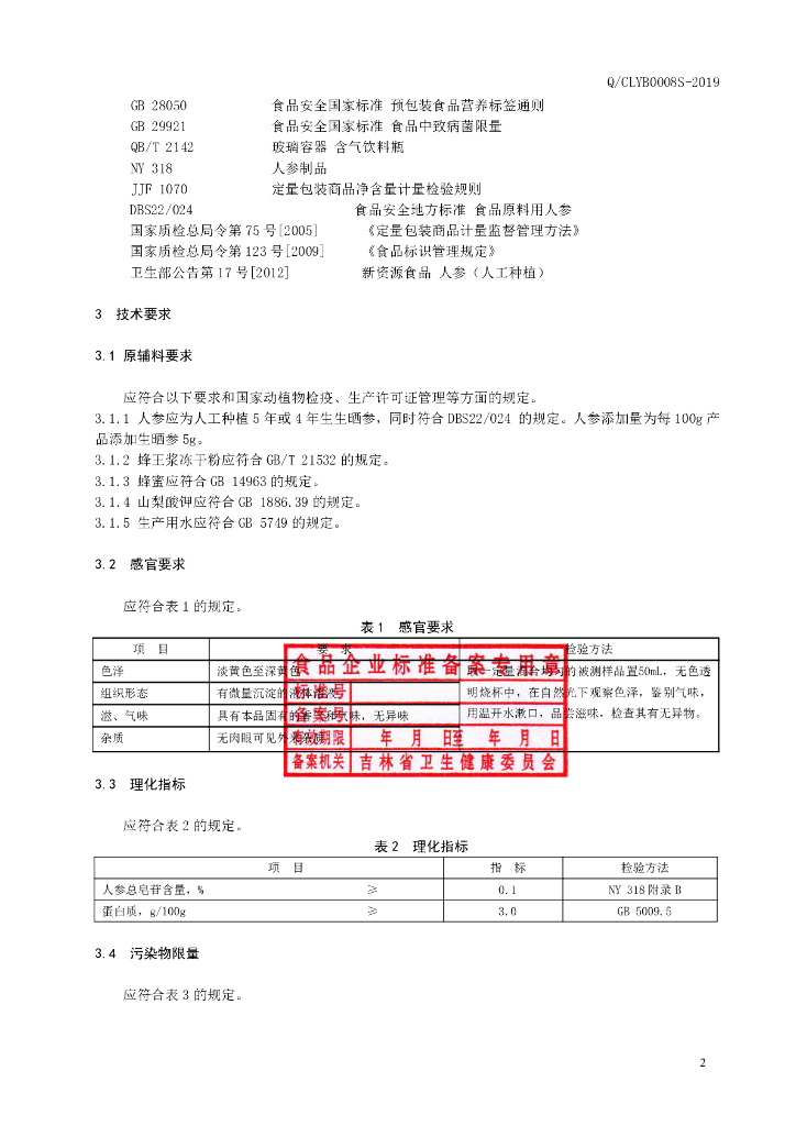 Q/CLYB 0008S-2019 标准预览