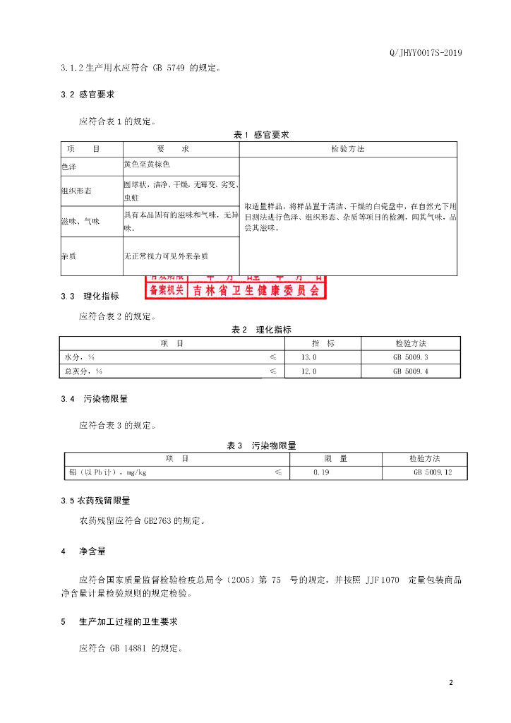 Q/JHYY 0017S-2019 标准预览