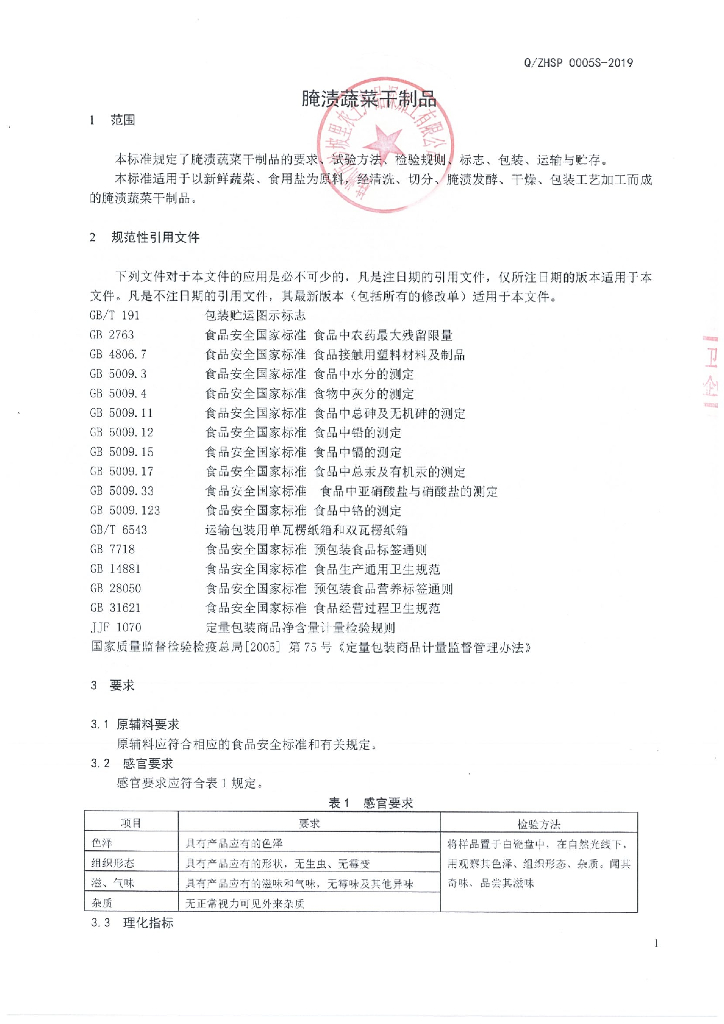 Q/ZHSP 0005S-2019 标准预览