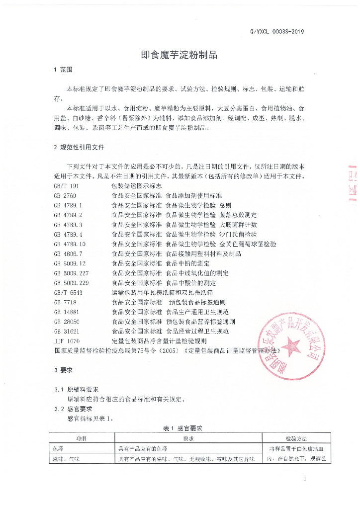 Q/YXCL 0003S-2019 标准预览